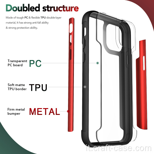 Custodia per telefono PC + TPU in metallo antiurto